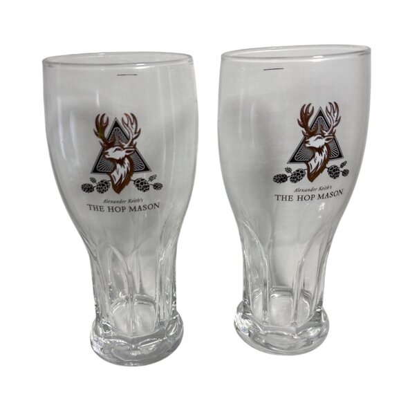 Alexander Keiths The Hop Mason 16 Oz Clear Beer Glasses Set Of 2 - Picture 1 of 9